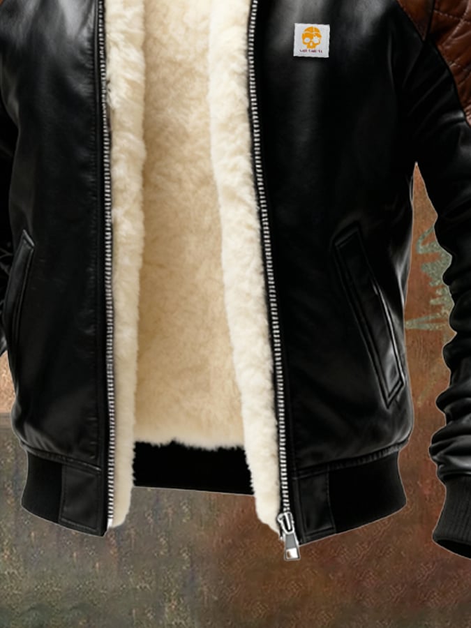 Enzo - מעיל עור מרופד בפלוש