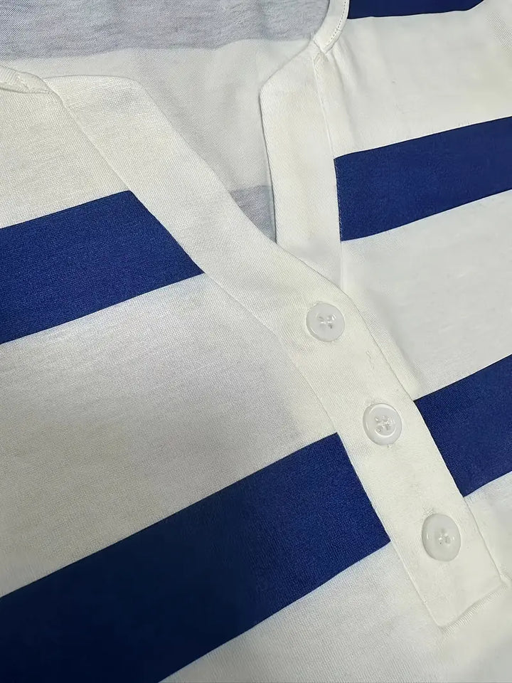 Dakota - טי שירט קז'ואל עם צווארון V והדפס פסים