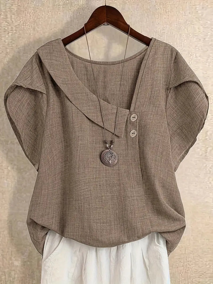 Milany - חולצת צווארון א-סימטרי קז'ואל