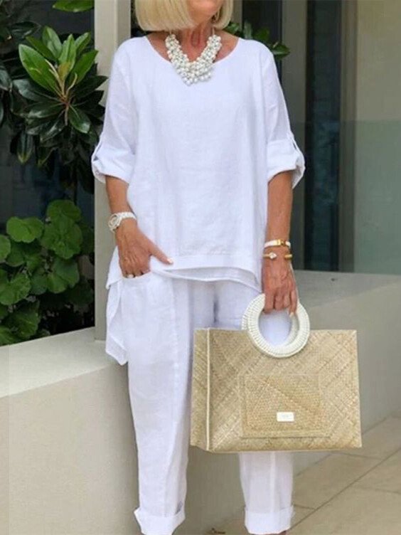 Danni - חליפת קז'ואל דו-חלקית עם מפתח עגול