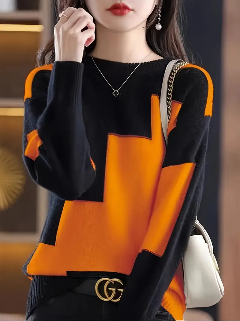 Gala - סוודר אלגנטי עם שרוולים ארוכים ועיצוב גיאומטרי