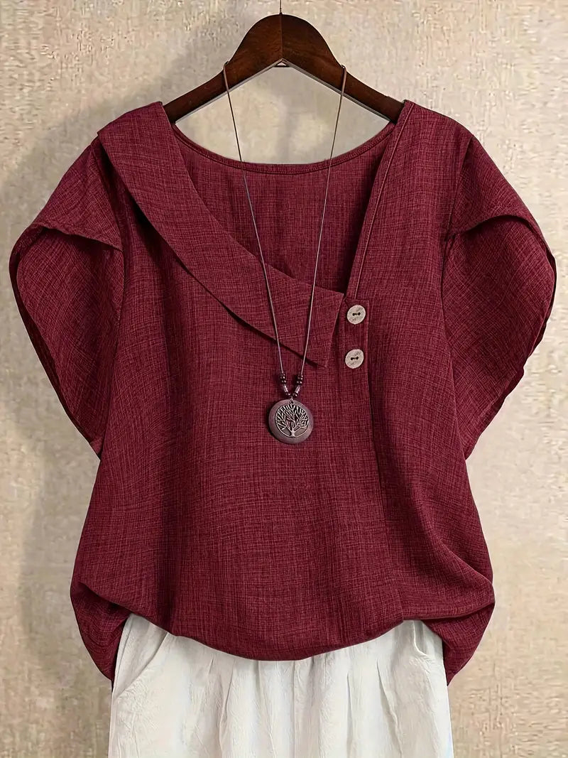 Milany - חולצת צווארון א-סימטרי קז'ואל