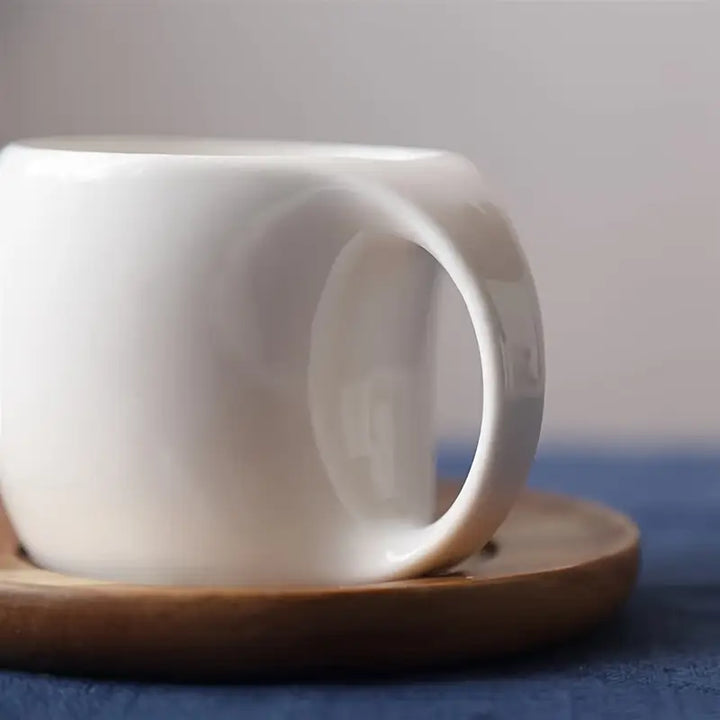 ClayHaven - ספל קפה קרמי עם צלחת עץ