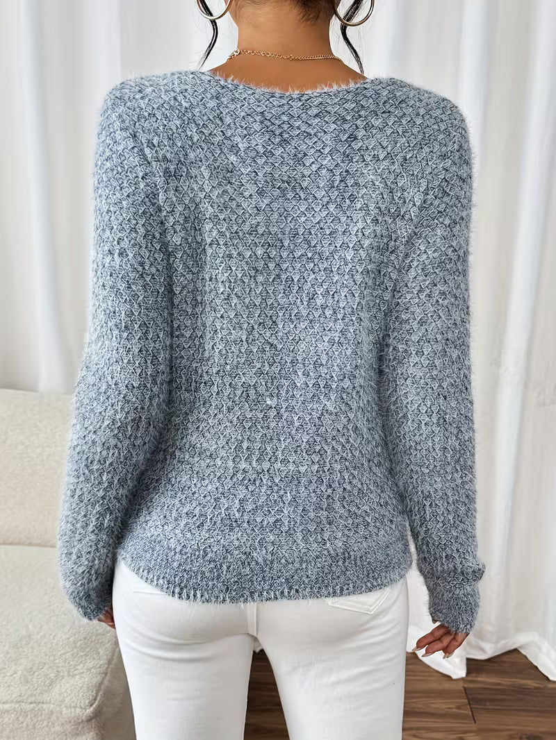 Aderah - סוודר רופף עם צווארון V