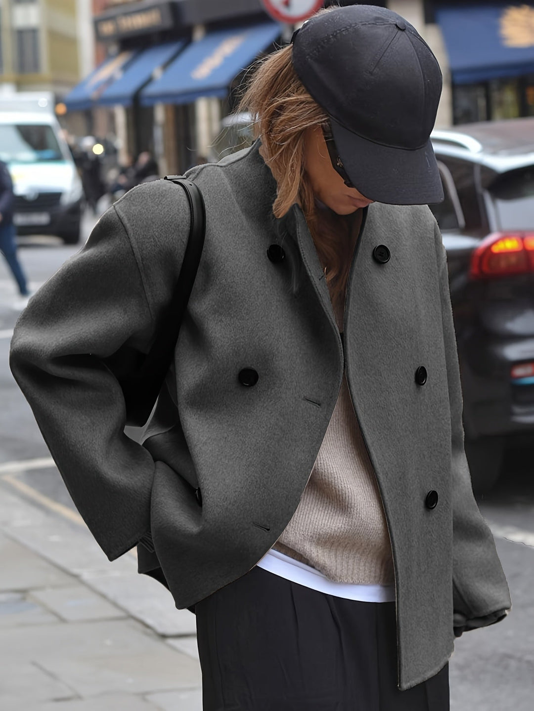 Deanne - מעיל בז' אלגנטי עם סגירה כפולה