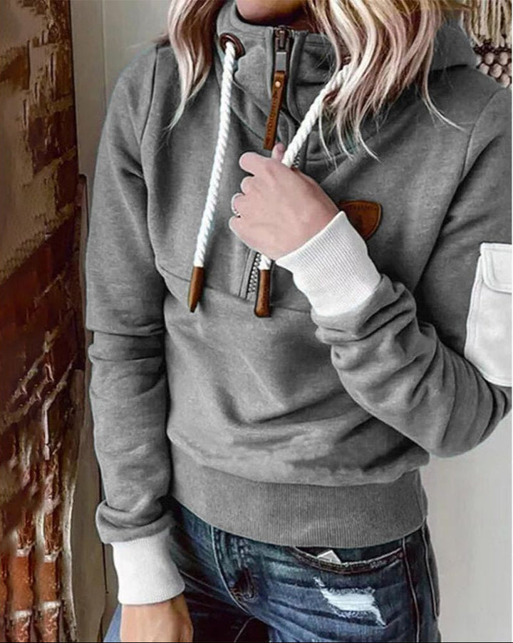 Helsa - סווטשירט קז'ואל עם רוכסן חצי וארנק על השרוול