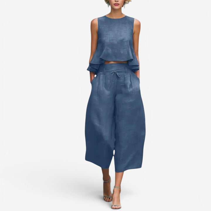 Nilyana - סט שני חלקים מפשתן עם קפלים