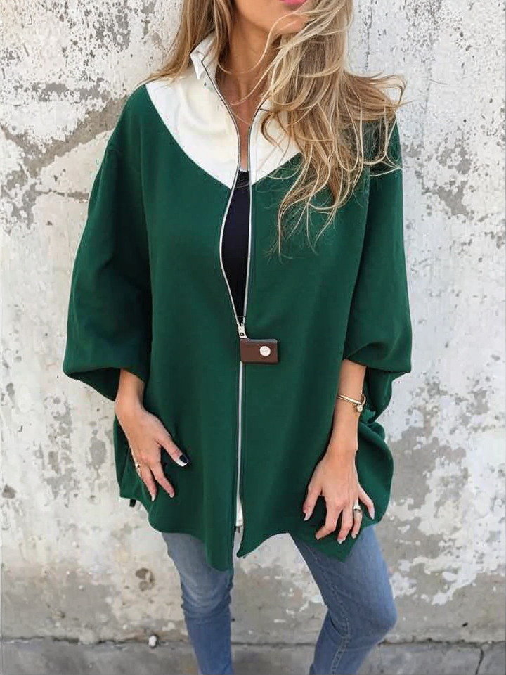 Francina - מעיל עם רוכסן רופף וצווארון עומד