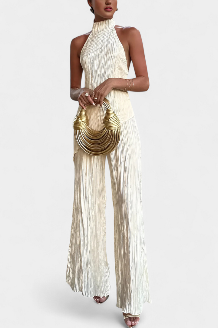 Lucindra - חולצה ומכנסיים עם קפלים א-סימטריים