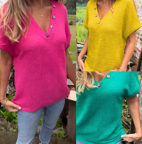 Lindse - חולצה אופנתית עם שרוולים קצרים ומחשוף V