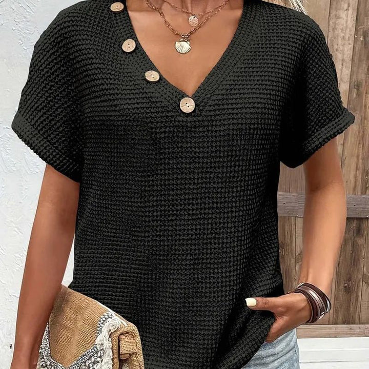 Lindse - חולצה אופנתית עם שרוולים קצרים ומחשוף V