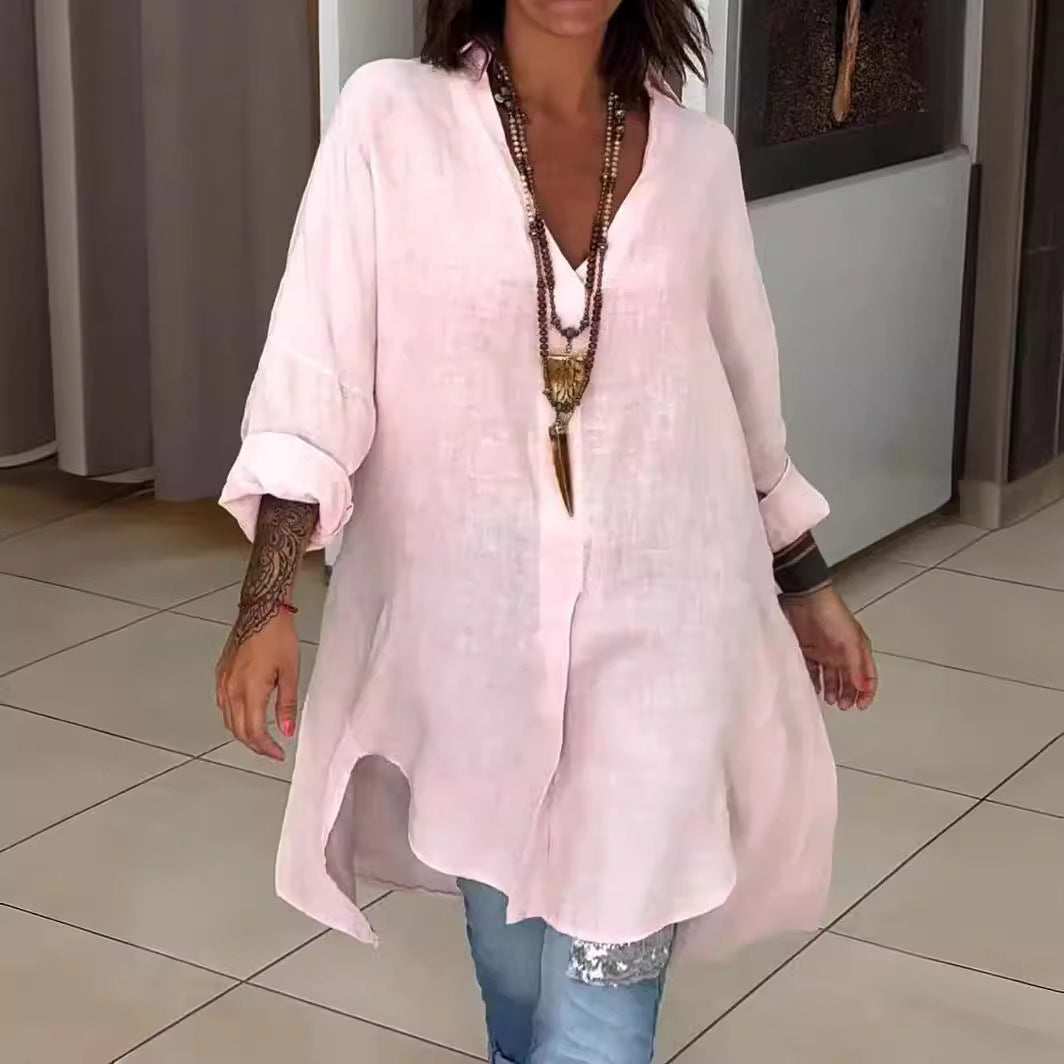 Rozalina - חולצת מחשוף V מסוגננת