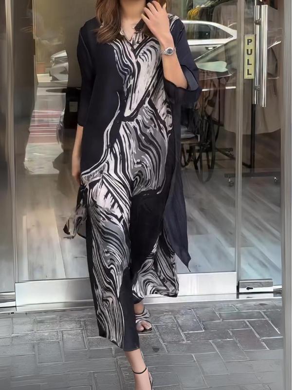 Quenira - סט דו-חלקי של שמלת חולצה רפויה