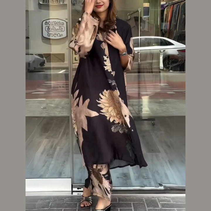 Quenira - סט דו-חלקי של שמלת חולצה רפויה