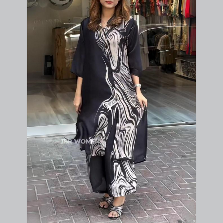 Quenira - סט דו-חלקי של שמלת חולצה רפויה