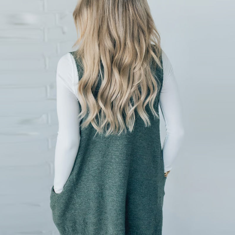 Ovidia - וסט סרוג רפוי עם כיסים