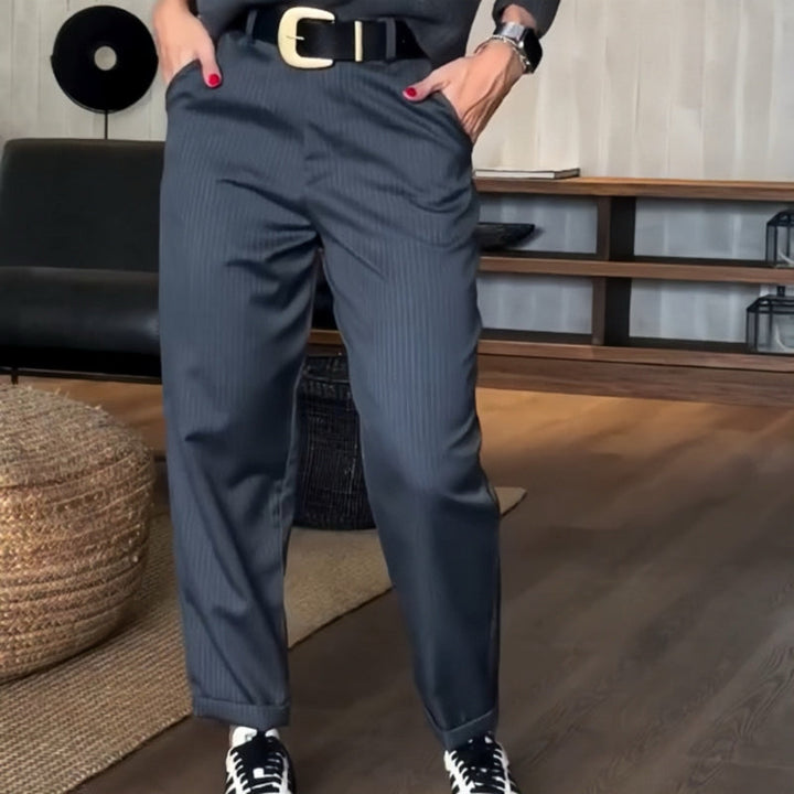 Asuman - מכנסיים ישרים קז'ואליים עם מותניים גבוהים