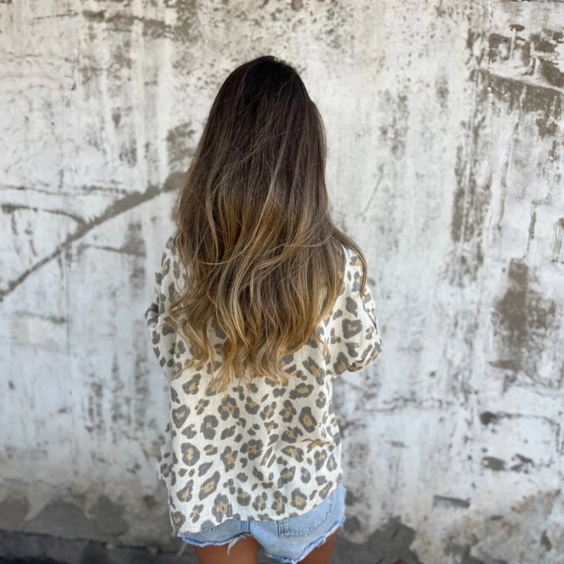 Leely - חולצה מודפסת עם צווארון ושרוולים ארוכים