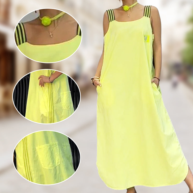 אליסון – שמלת מקסי עם כתפיות רחבות וכיסים