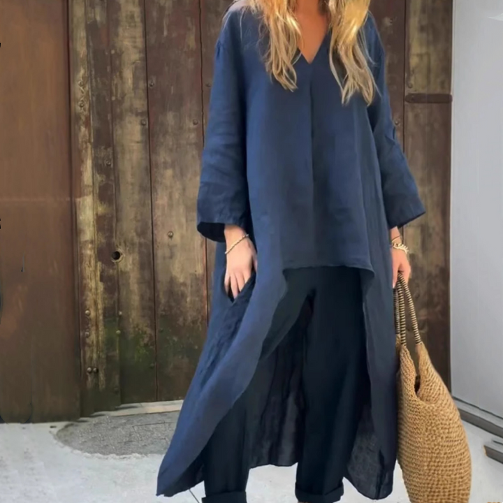 אבי – סט שני חלקים עם כיסים רפויים ומחשוף V