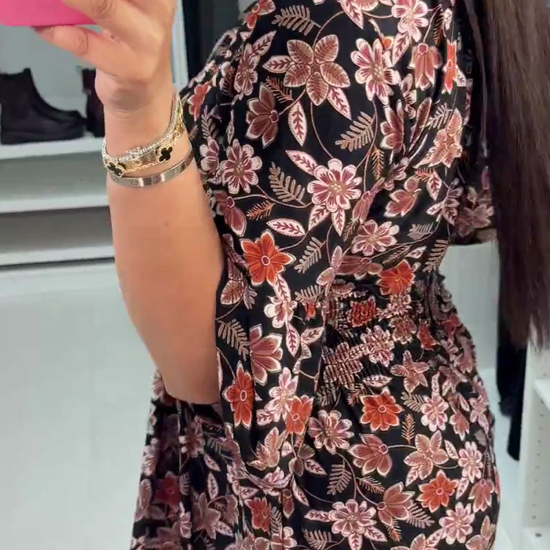 Meika - שמלת מקסי מודפסת עם צווארון V