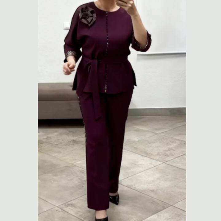 Ivanka - סט אלגנטי בן שני חלקים עם הדפס נמר