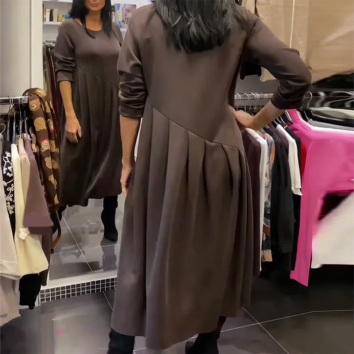 Jorjia - שמלה ארוכה וקז'ואלית עם צווארון עגול