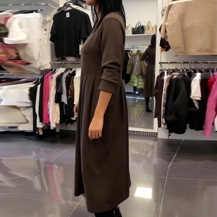 Jorjia - שמלה ארוכה וקז'ואלית עם צווארון עגול