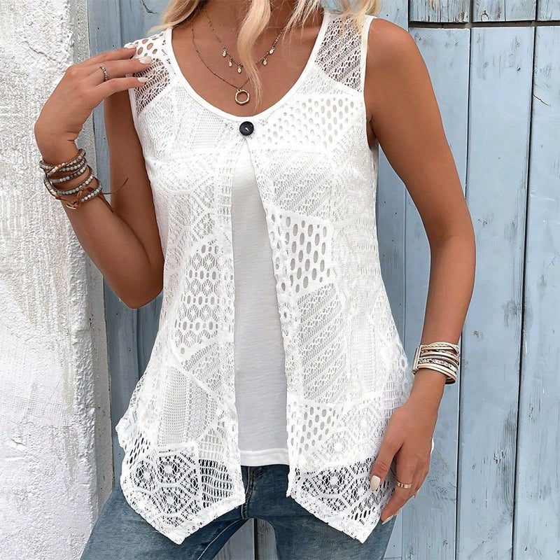 Raima - קרדיגן ללא שרוולים עם פתח קדמי, סרוג במסרגה